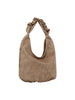 Scrunchy Handle Soft Leather Tote Bag