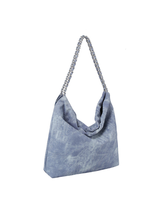 Washed Denim Hobo Handbag