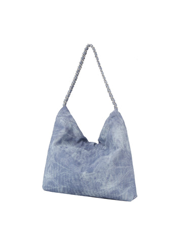 Washed Denim Hobo Handbag