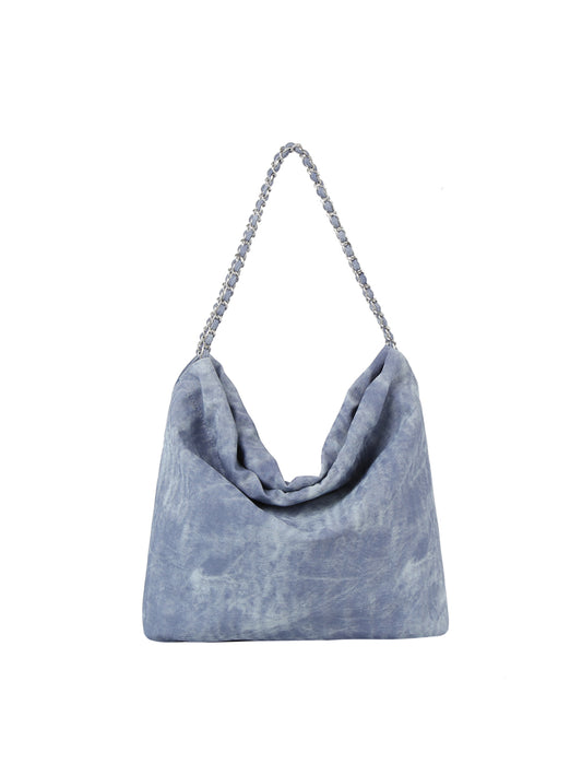 Washed Denim Hobo Handbag