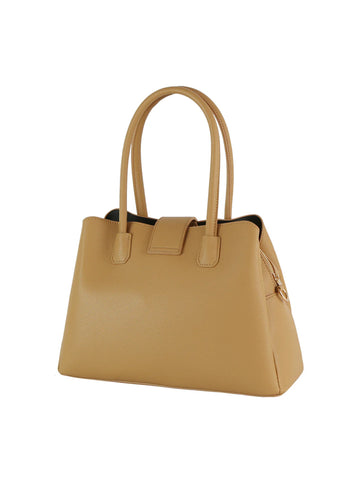 Ring Accented Top Flap Tote Handbag