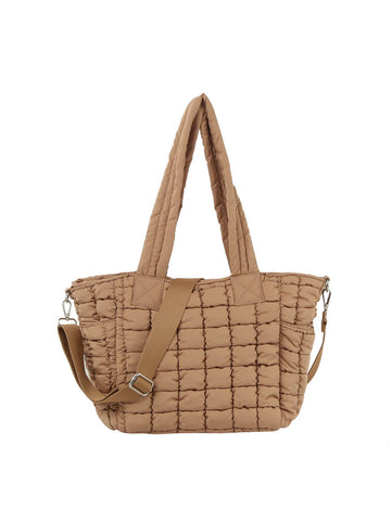 Quilted Puffer Design Tote Handbag