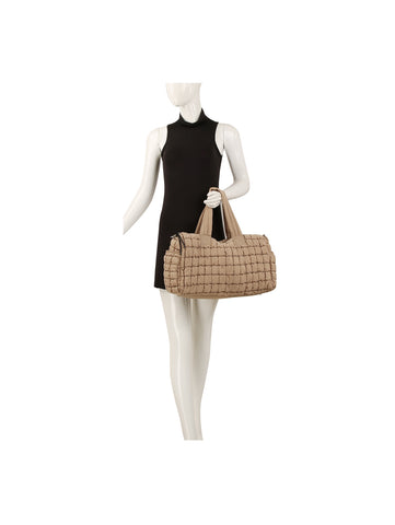 Puffy Grid Quilted Duffel Bag