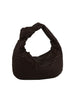 The Woven Classic Hobo Handbag is a dark brown faux leather bag with a rounded shape, textured woven pattern, knotted single strap, and top zip closure, pictured against a white background.