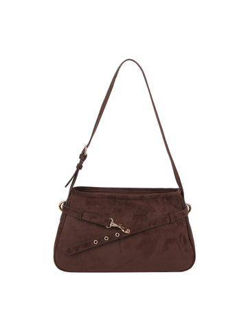 Buckle Strap Suede Shoulder Bag