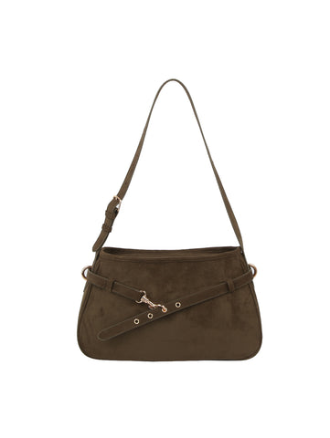Buckle Strap Suede Shoulder Bag