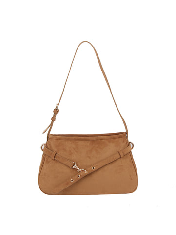 Buckle Strap Suede Shoulder Bag