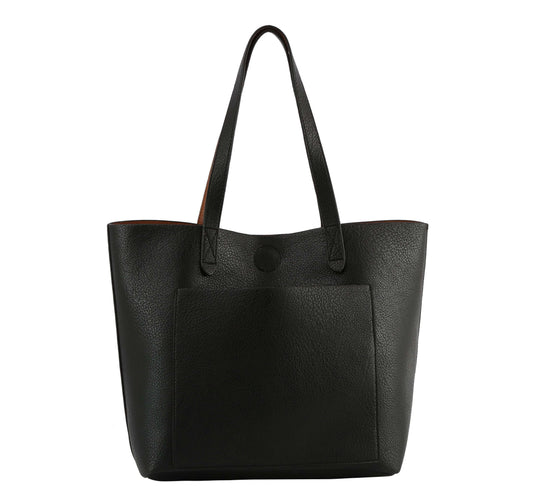 Front Pocket Reversible Tote Handbag