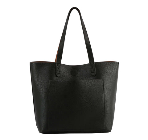 Front Pocket Reversible Tote Handbag