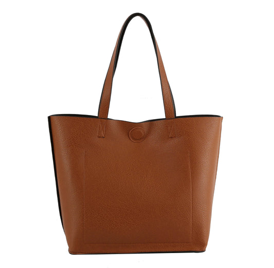 Front Pocket Reversible Tote Handbag