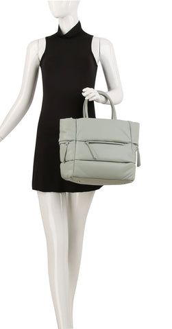 Puffer Style Multi Pocket Tote Handbag