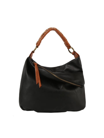 Luxe Faux Leather Fold Over Hobo Handbag