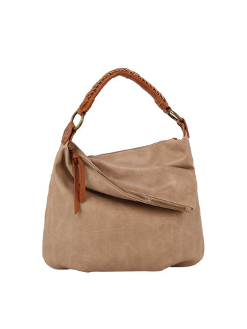 Luxe Faux Leather Fold Over Hobo Handbag