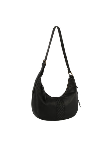 Woven Accent Classic Hobo Handbag