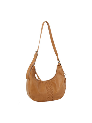 Woven Accent Classic Hobo Handbag