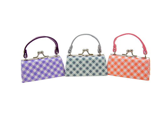 Glittery Gingham Design Lipstick Case Assorted Set