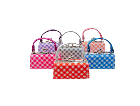 Glittery Gingham Design Lipstick Case Assorted Set