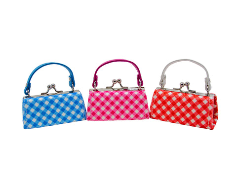 Glittery Gingham Design Lipstick Case Assorted Set