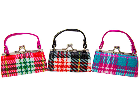 Sparkling Plaid Print Lipstick Case Assorted Set