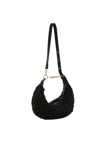 Quilted Chain Accented Hobo Handbag