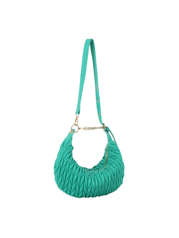 Quilted Chain Accented Hobo Handbag