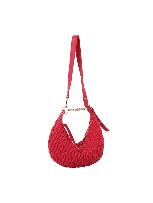 Quilted Chain Accented Hobo Handbag