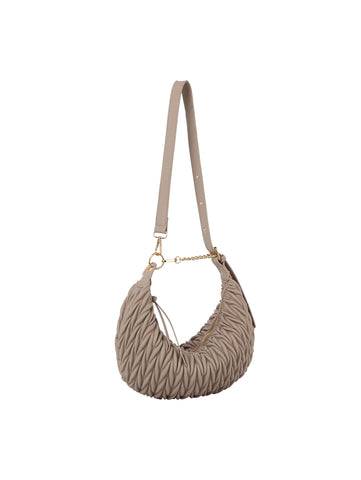 Quilted Chain Accented Hobo Handbag