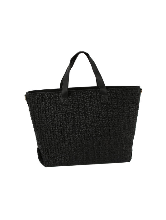 Gathered Embossed Tote Handbag