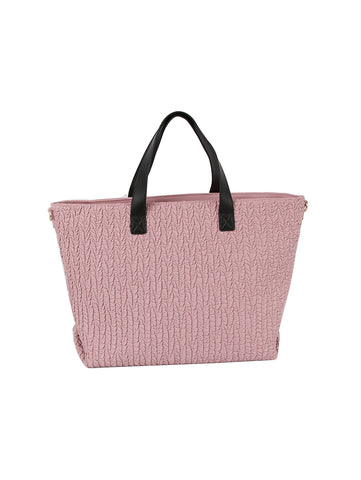 Gathered Embossed Tote Handbag