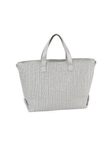 Gathered Embossed Tote Handbag