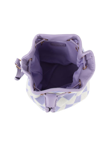 Argyle Patterned Drawstring Bucket Bag