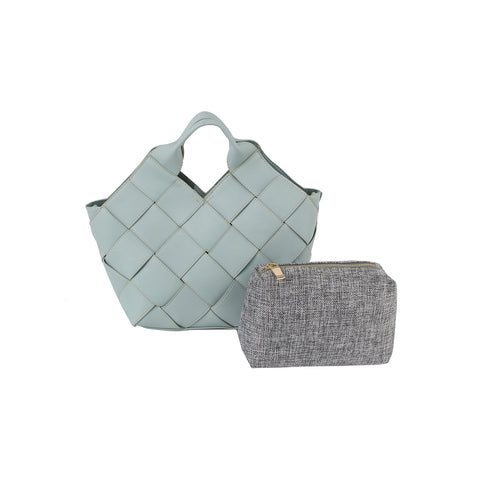 Woven Design Hand Tote Two Piece Set