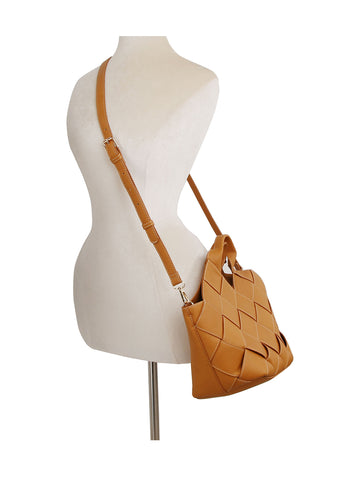 Woven Design Hand Tote Two Piece Set