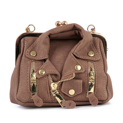 Biker Jacket Styled Mini Shoulder Bag