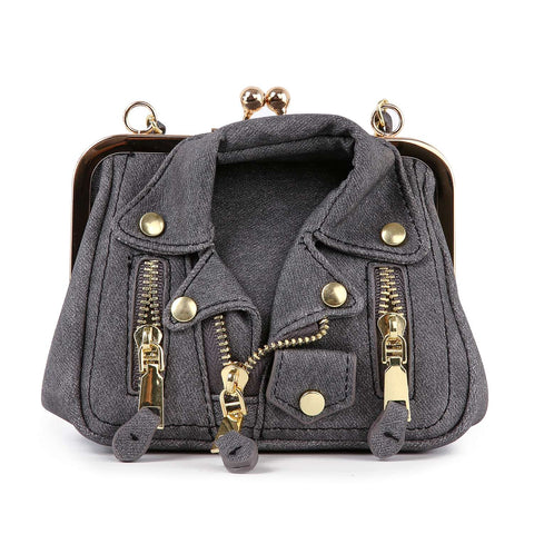 Biker Jacket Styled Mini Shoulder Bag