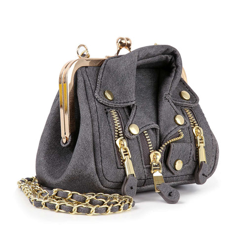 Biker Jacket Styled Mini Shoulder Bag