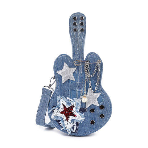 Guitar Design Petite Denim Shoulder Bag