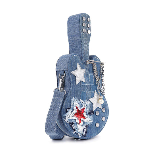 Guitar Design Petite Denim Shoulder Bag