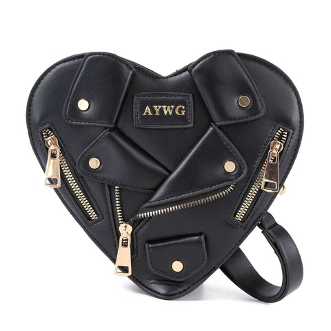 Heart Shape Biker Jacket Petite Shoulder Bag