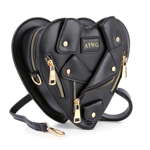 Heart Shape Biker Jacket Petite Shoulder Bag