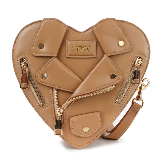 Heart Shape Biker Jacket Petite Shoulder Bag