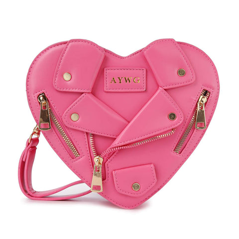 Heart Shape Biker Jacket Petite Shoulder Bag