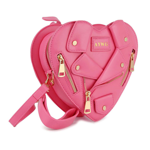 Heart Shape Biker Jacket Petite Shoulder Bag