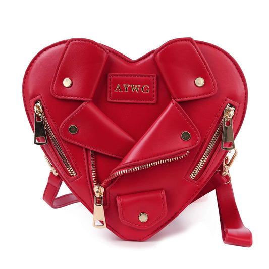 Heart Shape Biker Jacket Petite Shoulder Bag