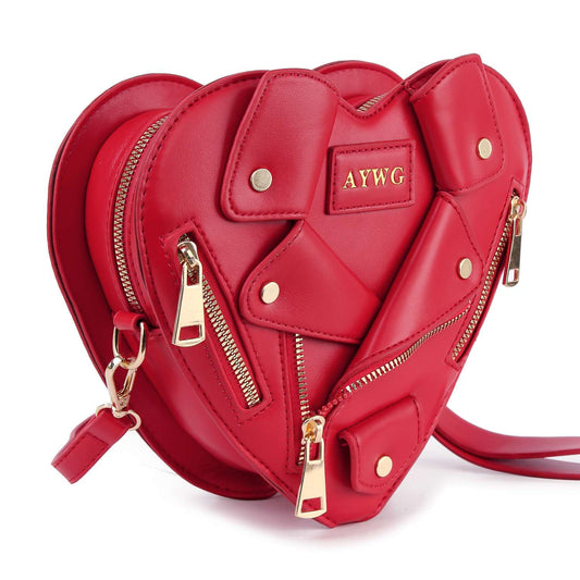 Heart Shape Biker Jacket Petite Shoulder Bag