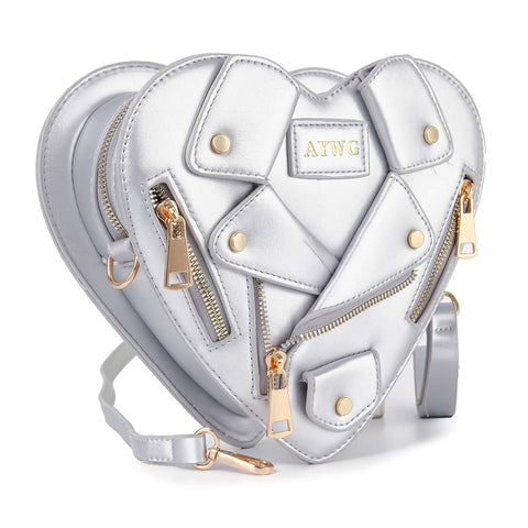 Heart Shape Biker Jacket Petite Shoulder Bag