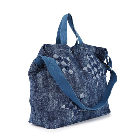 Distressed Denim Stars Oversized Handbag