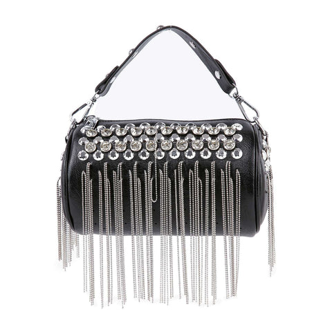 Stud and Fringe Accented Evening Bag