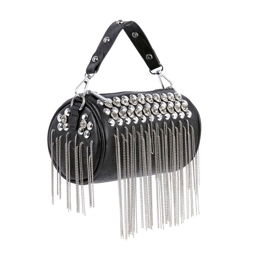 Stud and Fringe Accented Evening Bag