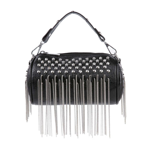 Stud and Fringe Accented Evening Bag